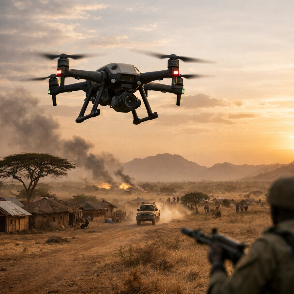 Conceptual illustration of a drone in a security setting